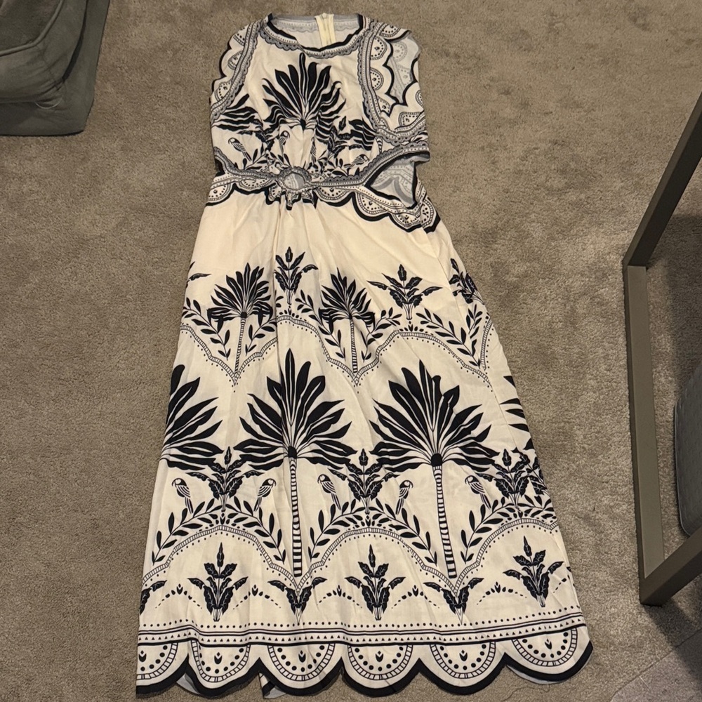 Commense White and Black Printed Maxi Dress